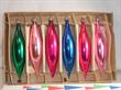 Santa Land Vintage Polish oblong ornaments Pink, blue,green